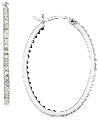 Macy's Diamond Accent Hoop Earrings (0.01 Ct. T.w.) In Sterling Silver
