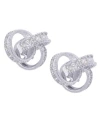 Macy's Diamond Accent Love Knot Stud Earrings In Silver Or 14k Gold Plate In Silver