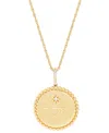 MACY'S DIAMOND ACCENT MAMA DISC PENDANT NECKLACE IN STERLING SILVER OR 14K GOLD-PLATED STERLING SILVER, 16"