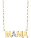 Macy's Diamond Accent Mama Pendant Necklace In 14k Gold-plated Sterling Silver, 16" + 2" Extender In Gold-plated Sterling Silver