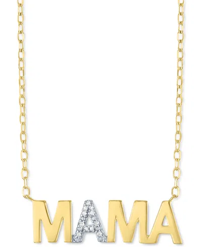 Macy's Diamond Accent Mama Pendant Necklace In 14k Gold-plated Sterling Silver, 16" + 2" Extender
