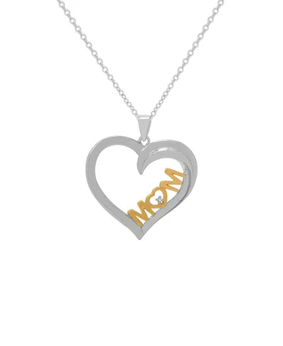 Macy's Diamond Accent Mom Heart Pendant In Silver