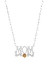 Macy's Diamond Accent Mom Rose 18" Necklace In Sterling Silver & 14k Gold-plate In Sterling Silver  Gold-plate