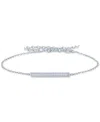 Macy's Diamond Accent Rectangular Bar Link Bracelet In Sterling Silver In Sterling Silver