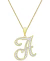 Macy's Diamond Accent Script 18" Initial Pendant Necklace In Silver Plate, Gold Plate & Rose Gold Plate In A,gold