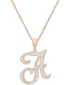 Macy's Diamond Accent Script 18" Initial Pendant Necklace In Silver Plate, Gold Plate & Rose Gold Plate In A,rose Gold
