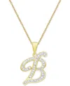Macy's Diamond Accent Script 18" Initial Pendant Necklace In Silver Plate, Gold Plate & Rose Gold Plate In B,gold