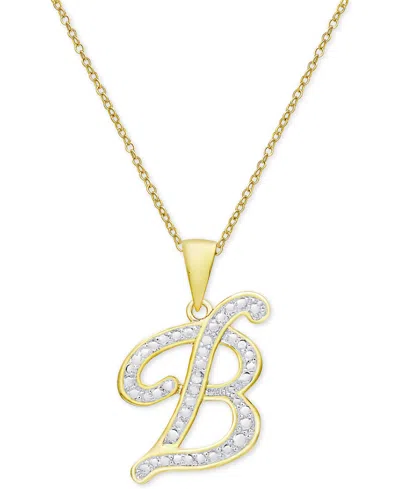 Macy's Diamond Accent Script 18" Initial Pendant Necklace In Silver Plate, Gold Plate & Rose Gold Plate In B,gold