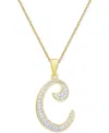 Macy's Diamond Accent Script 18" Initial Pendant Necklace In Silver Plate, Gold Plate & Rose Gold Plate In C,gold