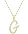 Macy's Diamond Accent Script 18" Initial Pendant Necklace In Silver Plate, Gold Plate & Rose Gold Plate In G,gold