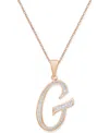 Macy's Diamond Accent Script 18" Initial Pendant Necklace In Silver Plate, Gold Plate & Rose Gold Plate In G,rose Gold
