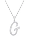 Macy's Diamond Accent Script 18" Initial Pendant Necklace In Silver Plate, Gold Plate & Rose Gold Plate In G,silver