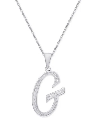 Macy's Diamond Accent Script 18" Initial Pendant Necklace In Silver Plate, Gold Plate & Rose Gold Plate In G,silver