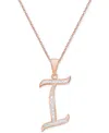 Macy's Diamond Accent Script 18" Initial Pendant Necklace In Silver Plate, Gold Plate & Rose Gold Plate In I,rose Gold