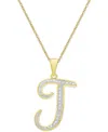 Macy's Diamond Accent Script 18" Initial Pendant Necklace In Silver Plate, Gold Plate & Rose Gold Plate In J,gold