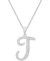 Macy's Diamond Accent Script 18" Initial Pendant Necklace In Silver Plate, Gold Plate & Rose Gold Plate In J,silver