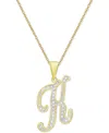 Macy's Diamond Accent Script 18" Initial Pendant Necklace In Silver Plate, Gold Plate & Rose Gold Plate In K,gold