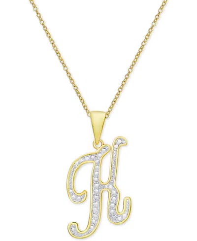 Macy's Diamond Accent Script 18" Initial Pendant Necklace In Silver Plate, Gold Plate & Rose Gold Plate In K,gold