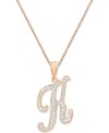 Macy's Diamond Accent Script 18" Initial Pendant Necklace In Silver Plate, Gold Plate & Rose Gold Plate In K,rose Gold