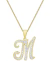 Macy's Diamond Accent Script 18" Initial Pendant Necklace In Silver Plate, Gold Plate & Rose Gold Plate In M,gold