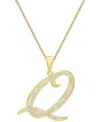 Macy's Diamond Accent Script 18" Initial Pendant Necklace In Silver Plate, Gold Plate & Rose Gold Plate In Q,gold