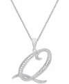 Macy's Diamond Accent Script 18" Initial Pendant Necklace In Silver Plate, Gold Plate & Rose Gold Plate In Q,silver