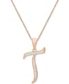 Macy's Diamond Accent Script 18" Initial Pendant Necklace In Silver Plate, Gold Plate & Rose Gold Plate In T,rose Gold