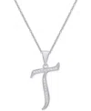 Macy's Diamond Accent Script 18" Initial Pendant Necklace In Silver Plate, Gold Plate & Rose Gold Plate In T,silver
