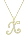 Macy's Diamond Accent Script 18" Initial Pendant Necklace In Silver Plate, Gold Plate & Rose Gold Plate In X,gold