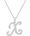 Macy's Diamond Accent Script 18" Initial Pendant Necklace In Silver Plate, Gold Plate & Rose Gold Plate In X,silver