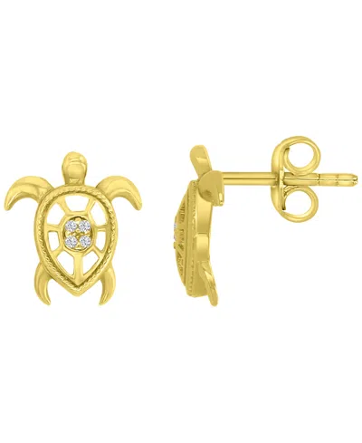 Macy's Diamond Accent Sea Turtle Stud Earrings In Gold
