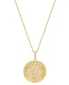 Macy's Diamond Accent Snake Sunray Disc Pendant Necklace In 14k Gold-plated Sterling Silver, 16" + 2" Exten In Gold-plated Sterling Silver