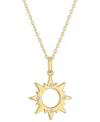 Macy's Diamond Accent Sun Pendant Necklace In 14k Gold-plated Sterling Silver, 16" + 2" Extender In Gold-plated Sterling Silver