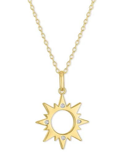 Macy's Diamond Accent Sun Pendant Necklace In 14k Gold-plated Sterling Silver, 16" + 2" Extender