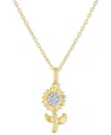 Macy's Diamond Accent Sunflower Pendant Necklace In 14k Gold-plated Sterling Silver, 16" + 2" Extender In Gold-plated Sterling Silver