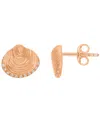Macy's Diamond Accented Textured Seashell Stud Earrings In Pattern