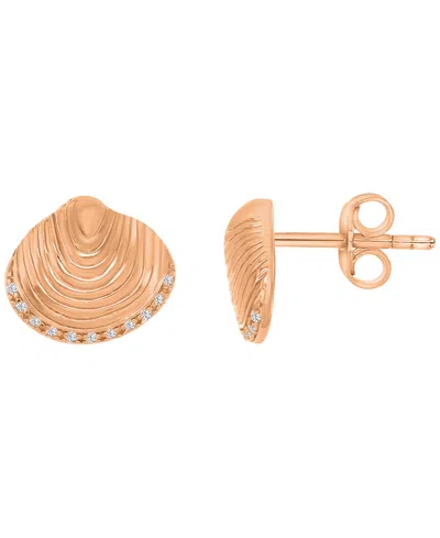 Macy's Diamond Accented Textured Seashell Stud Earrings In Pattern
