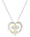 Macy's Diamond Angel Heart 18" Pendant Necklace (1/8 Ct. T.w.) In Sterling Silver & 14k Gold-plate In Sterling Silver  Gold-plate