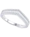 Macy's Diamond Baguette & Round Chevron Ring (1/3 Ct. T.w.) In 14k White Gold In White Gold