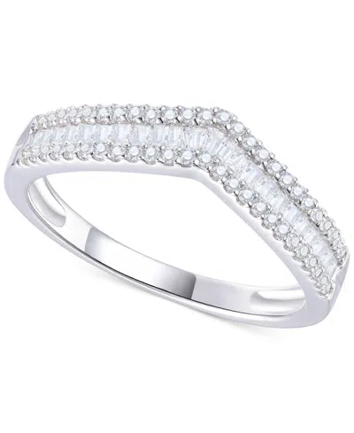 Macy's Diamond Baguette & Round Chevron Ring (1/3 Ct. T.w.) In 14k White Gold