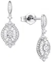 Macy's Diamond Baguette & Round Cluster Drop Earrings (1/2 Ct. T.w.) In Sterling Silver In Sterling Silver