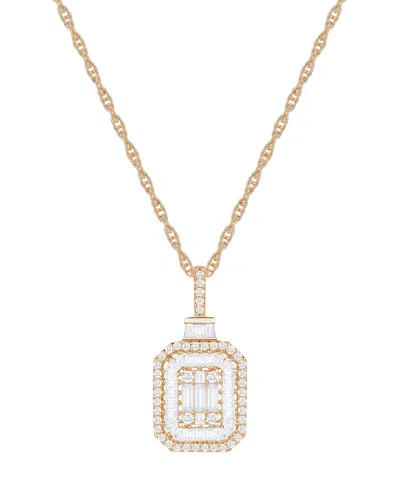 Macy's Diamond Baguette & Round Pendant Necklace (1/2 Ct. T.w) In 14k Yellow Or White Gold