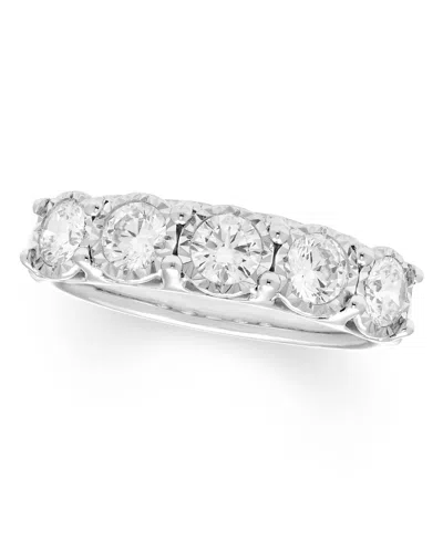 Macy's Diamond Band Ring (1 Ct. T.w.) In 14k White Gold In Silver