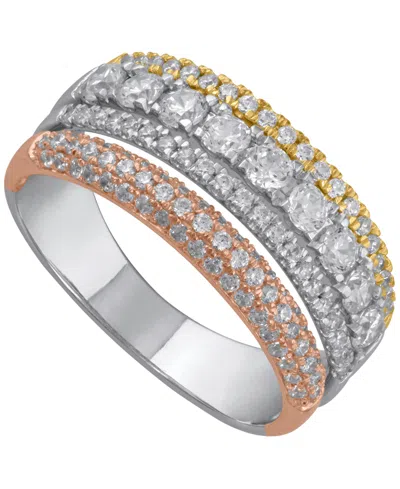 Macy's Diamond Band Ring (1 Ct. T.w.) In 14k White, Yellow And Rose Gold In Multi