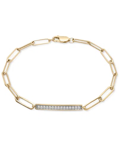 Macy's Diamond Bar Paperclip Link Bracelet (1/6 Ct. T.w.) In 14k Gold-plated Sterling Silver, Created For M