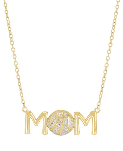 Macy's Diamond Basketball Mom Pendant Necklace (1/20 Ct. T.w.) In Sterling Silver Or 14k Gold-plated Sterli In Gold-plated Sterling Silver
