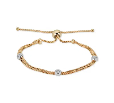 Macy's Diamond Beaded Bolo Bracelet (1/6 Ct. T.w.) In Sterling Silver & 14k Gold-plate
