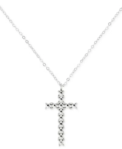 Macy's Diamond Beaded Cross 18" Pendant Necklace In 10k Gold In White Gold