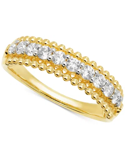 Macy's Diamond Beaded Edge Band (1/2 Ct. T.w.) In 14k Gold In Yellow Gold