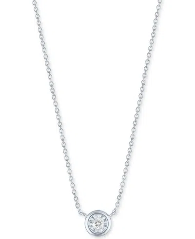 Macy's Diamond Bezel 18" Pendant Necklace (1/20 Ct. T.w.) In 10k White Or Yellow Gold In White Gold